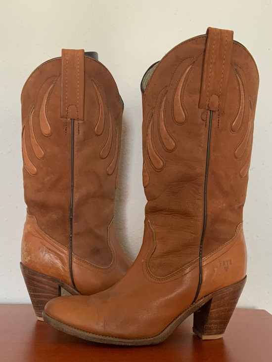Frye Shoes - Vintage Frye Women's Tan Leather Cowgirl Boots 8B